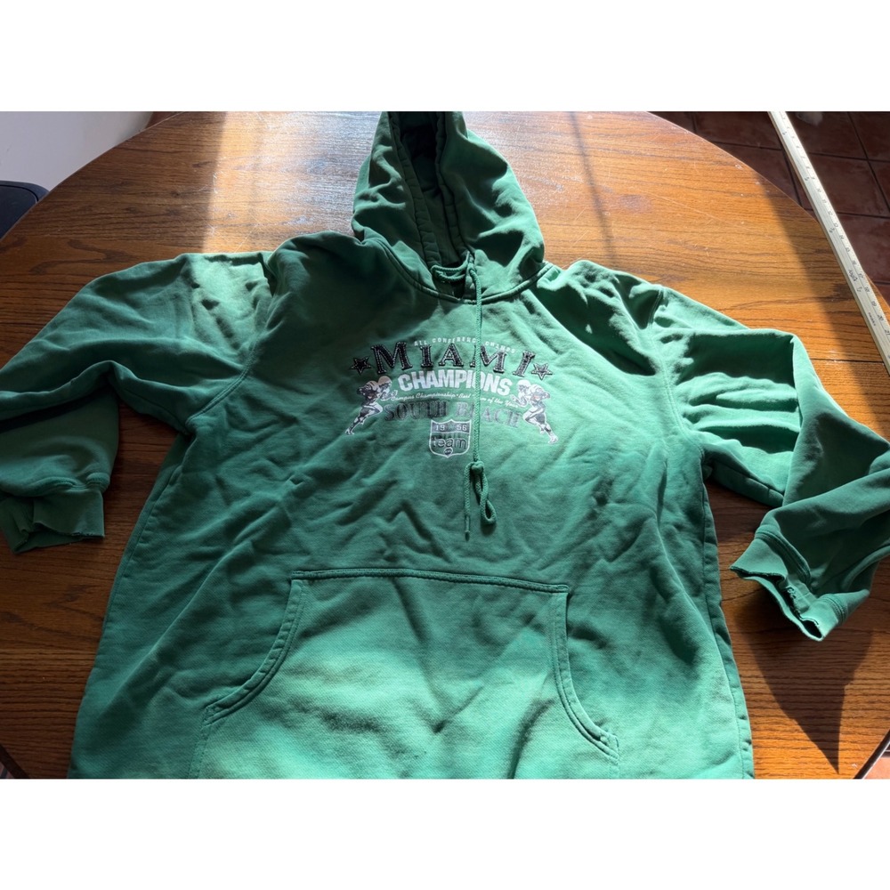 No Boundaries Miami Champions South Beach Green Graphic Pullover Hoodie Mens L